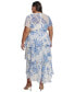 Фото #14 товара Plus Size Printed Tie-Waist Tiered Chiffon Dress