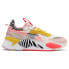 Фото #1 товара Puma RsX Unexpected Mixes Striped Zebra Lace Up Womens Pink, Yellow Sneakers Ca