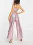 Jaded Rose Petite exclusive sequin jogger co-ord in baby pink