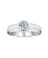 Modern Simple Minimalist 1CT Cubic Zirconia AAA CZ Bezel Set Round Solitaire Promise Engagement Ring For Women .925 Sterling Silver Plain Band