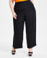 Фото #4 товара Trendy Plus Size Flat-Front Wide-Leg Pants, Created for Macy's