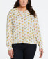 Фото #1 товара Plus Size Super Soft Floral Print Cardigan Sweater
