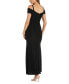 Фото #2 товара Nightway Women's Portrait-Collar Cold-Shoulder Glitter-Knit Gown