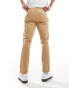 ASOS DESIGN tapered washed chino in tan Бежевый, W44 L32 - фото #5