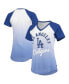 Фото #1 товара Футболка блузка Touch женская воротник V-образный Королевский и белый Los Angeles Dodgers Shortstop Ombre Raglan.