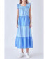 ფოტო #1 პროდუქტის Women's Ruffle Detail Colorblock Midi Dress