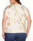 ფოტო #2 პროდუქტის Plus Size Foil Print Grommet Trim Top