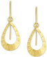 ფოტო #3 პროდუქტის Hammered Open Teardrop Drop Earrings in 10k Gold