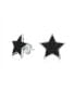 Фото #1 товара USA American Patriotic Rock Star Sparkling Cubic Zirconia Micro Pave Black CZ Celestial Star Stud Earrings For Women Black Sterling Silver