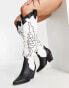 Public Desire Exclusive Rodeo ruched over the knee cowboy boots in black and white Разноцветный, 36 - фото #4