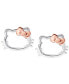 ფოტო #3 პროდუქტის Hello Kitty Two-Tone Open Stud Earrings in Sterling Silver & 18k Rose Gold-Plate, Created for Macy's
