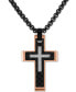 ფოტო #1 პროდუქტის Diamond Cross 22" Pendant Necklace (1/10 ct. t.w.) in Stainless Steel, Black Carbon Fiber, Created for Macy's