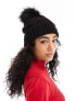 River Island cable knit pom beanie in black