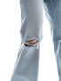 Фото #2 товара Stradivarius flare straight jean with rips in light wash