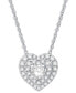 Фото #1 товара Macy's diamond Heart Halo 18" Pendant Necklace (1/2 ct. t.w.) in 10k White Gold