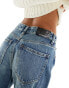 Фото #6 товара Stradivarius Petite wide leg dad jean in dark vintage wash