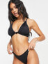 ASOS DESIGN mix and match knot front crop bikini top in black