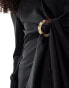 Фото #4 товара Aria Cove plunge ring detail mini beach shirt dress in black