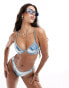 South Beach underwire metallic bikini top in light blue