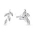 Stylish silver earrings Twigs with zircons EA965W