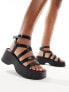 Glamorous platform strappy sandals in black