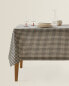 Gingham check linen tablecloth