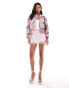 The Frolic quilted contrast trim jacket in pink patchwork print