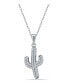 Фото #1 товара Giani Bernini cubic Zirconia Pave Cactus Pendant Necklace in Sterling Silver