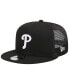 ფოტო #1 პროდუქტის Men's Black Philadelphia Phillies Trucker 9FIFTY Snapback Hat