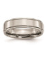 Titanium Polished Ridged Edge Wedding Band Ring