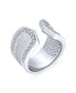 Geometric Boho Style CZ Accent Statement Brushed Hammered Matte Finish Open Band Fashion Ring for Women