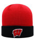 ფოტო #1 პროდუქტის Men's Red and Black Wisconsin Badgers Core 2-Tone Cuffed Knit Hat