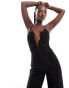 Фото #2 товара ASOS DESIGN mesh cami wide leg jumpsuit with curvy neckline in black