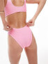 Фото #3 товара Topshop mix and match crinkle high leg brief bikini bottoms in pink