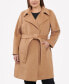 Women's Plus Size Belted Notched-Collar Wrap Coat