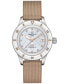ფოტო #1 პროდუქტის Women's Swiss Automatic DS PH200M Diamond (1/20 ct. t.w.) Beige Synthetic Strap Watch 39mm