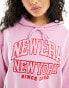 New Era embroidered hoodie in pink