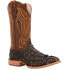Durango Premium Exotics Pirarucu Square Toe Cowboy Mens Brown Casual Boots DDB0