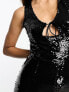 Фото #5 товара Kyo The Brand sequin keyhole detail with tie jumpsuit in black