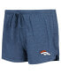 Фото #2 товара Women's Navy, Orange Denver Broncos Raglan Long Sleeve T-shirt and Shorts Lounge Set