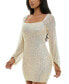 ფოტო #3 პროდუქტის Juniors' Sequin Blouson-Sleeve Bodycon Dress