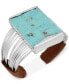 ფოტო #1 პროდუქტის Silver-Tone Turquoise-Look Suede-Wrapped Cuff Bracelet