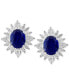 EFFY® Lab Grown Sapphire (3-3/4 ct. t.w.) & Lab Grown Diamond (1-5/8 ct. t.w.) Starburst Halo Stud Earrings in 14k White Gold