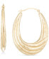 ფოტო #1 პროდუქტის Textured Graduated Oval Hoop Earrings in 14k Gold, 3/4"