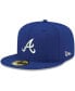 Фото #1 товара Men's Royal Atlanta Braves Logo White 59FIFTY Fitted Hat