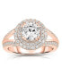 Stunning Sterling Silver 18K Rose Gold Plated with Big Round Cubic Zirconia Ring