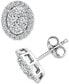 ფოტო #1 პროდუქტის Diamond Halo Oval Cluster Halo Stud Earrings (1/3 ct. t.w.) in 14k White Gold