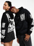 ASOS DESIGN unisex license oversized hoodie with Yu-Gi-Oh prints in black and white