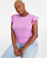 Trendy Plus Size Flutter-Sleeve Crewneck T-Shirt, Created for Macy's