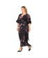 Plus Size V-Neck Print Kimono Wrap Maxi Dress